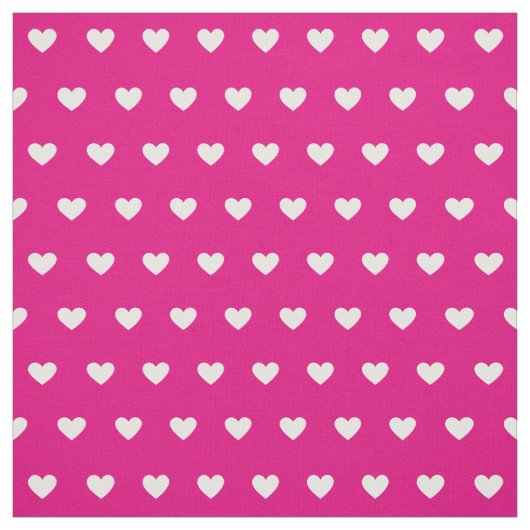 Cute Hot Pink White Hearts Dot Pattern Stoff (Muster)