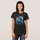 Cute house cat riding on a motorcycle Christmas T-Shirt (Vorne ganz)