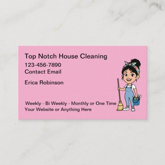 Cute House Cleaning Maid Service Business Cards Visitenkarte (Vorderseite)