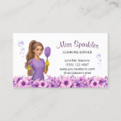 Cute House Cleaning Service Maid Floral Visitenkarte (Vorderseite)