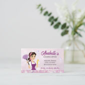 Cute House Cleaning Service Maid QR Code Visitenkarte (Stehend Vorderseite)