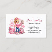 Cute House Cleaning Service Maid Sparkle Visitenkarte (Vorderseite)