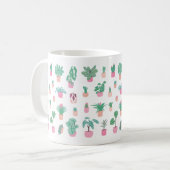 Cute Houseplant Pattern with Minimalist Potted Pla Kaffeetasse (Vorderseite Links)