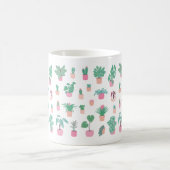 Cute Houseplant Pattern with Minimalist Potted Pla Kaffeetasse (Mittel)