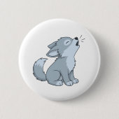Cute Howling Wolf Pup Button (Vorderseite)