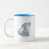Cute Howling Wolf Pup Zweifarbige Tasse (Links)