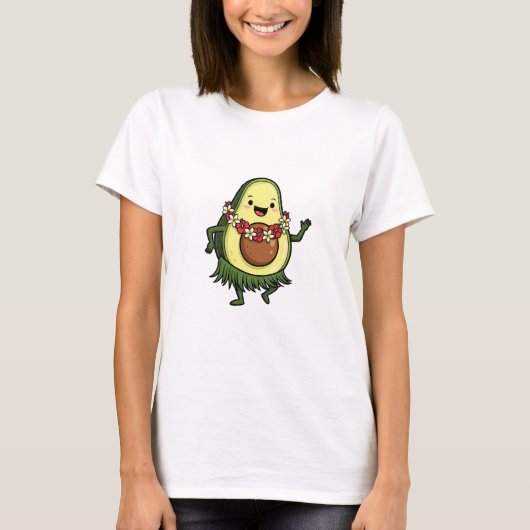 Cute Hula Avocado Character Dancing T-Shirt (Vorderseite)