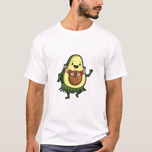 Cute Hula Avocado Character Dancing T-Shirt (Vorderseite)