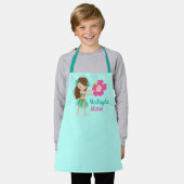 Cute Hula Dancer Hawaiian Girl Teal Monogram Schürze (Getragen)