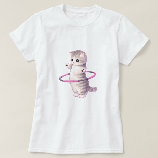 Cute Hula Hoop Cat T-Shirt (Design vorne)