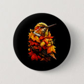 Cute Hummingbird Fall Leaves Forest Vibes Autumn A Button (Vorderseite)