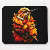 Cute Hummingbird Fall Leaves Forest Vibes Autumn A Mousepad (Vorne)