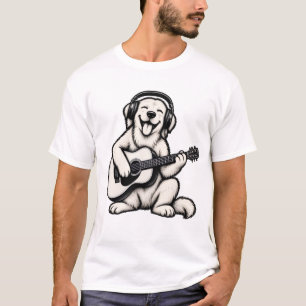 Cute-Hund-mit-Headset-Gitarre-spielend-T-Shirt T-Shirt