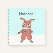 Cute Hungry Bunny blue Square Custom Notebook  Notizblock (Vorderseite)