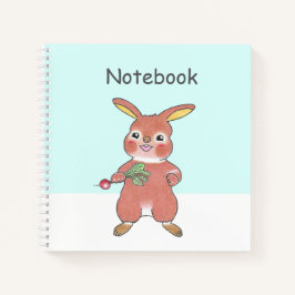Cute Hungry Bunny blue Square Custom Notebook  Notizblock