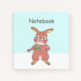 Cute Hungry Bunny blue Square Custom Notebook  Notizblock