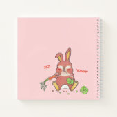 Cute Hungry Bunny Pink Square Custom Notebook  Notizblock (Rückseite)