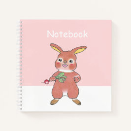 Cute Hungry Bunny Pink Square Custom Notebook  Notizblock