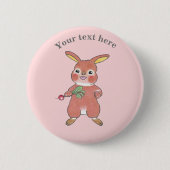 Cute Hungry Bunny Rabbit Pink Button (Vorderseite)