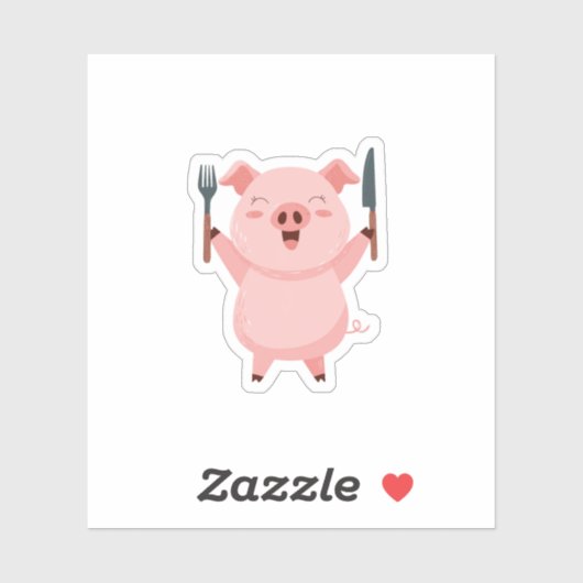 Cute Hungry Piggy Die Cut Sticker (Blatt)