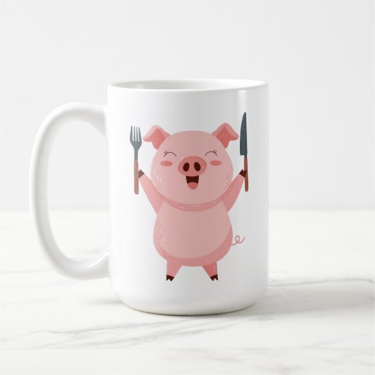 Cute Hungry Piggy Die Cut Sticker Kaffeetasse (Links)