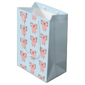 Cute Hungry Piggy  Mittlere Geschenktüte (Rückseite Schrägansicht)