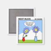 Cute Husband Wife Humor Cartoon Flower Funny Magnet (Vorderseite/Rückseite)