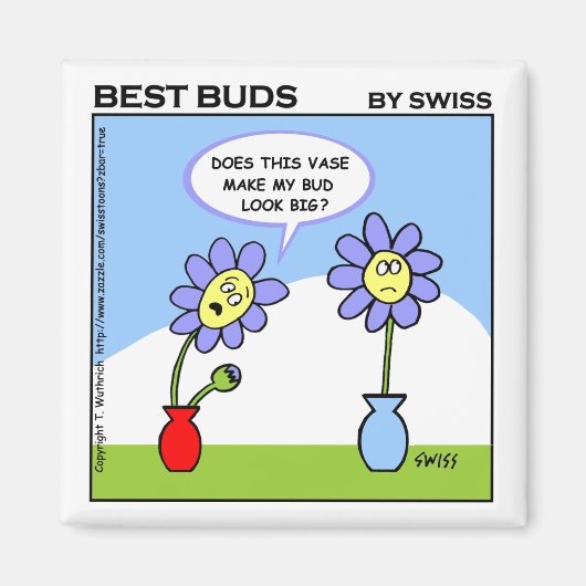 Cute Husband Wife Humor Cartoon Flower Funny Magnet (Vorne)