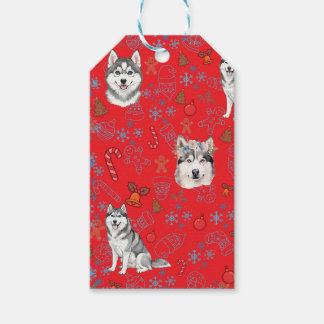 Cute Husky Dog Christmas Winter Seamless Pattern Geschenkanhänger