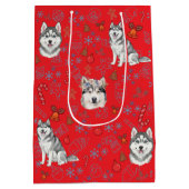 Cute Husky Dog Christmas Winter Seamless Pattern Mittlere Geschenktüte (Rückseite)