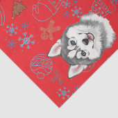 Cute Husky Dog Christmas Winter Seamless Pattern Seidenpapier (Detail)