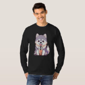 Cute Husky Dog Drinking Bubble Milk Tea  Dog T-Shirt (Vorne ganz)