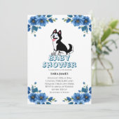 Cute Husky Dog Floral Baby Shower Invitation Einladung (Stehend Vorderseite)