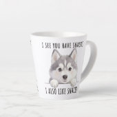 Cute Husky Dog Snacks Quote Funny Minimalist Milchtasse (Rechte Ecke)