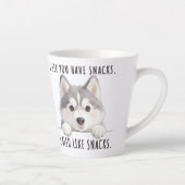 Cute Husky Dog Snacks Quote Funny Minimalist Milchtasse (Rechts)