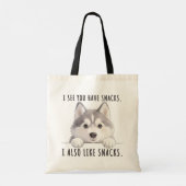 Cute Husky Dog Snacks Quote Funny Minimalist Tragetasche (Rückseite)