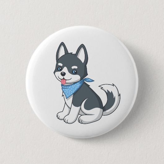Cute Husky Puppy Dog Button (Vorderseite)