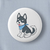 Cute Husky Puppy Dog Button