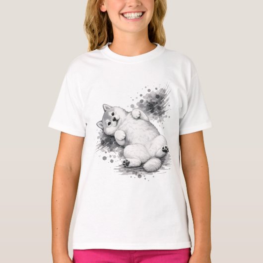 【Cute Husky Puppy Ink Art Kids T-Shirt】 T-Shirt (Vorderseite)