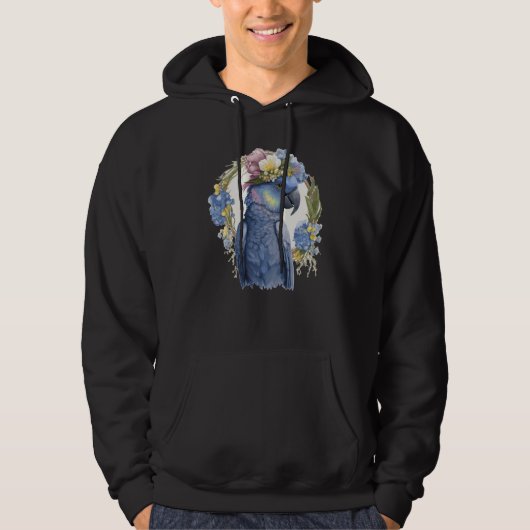 Cute Hyacinth Macaw Parrot Bird Flower Crown Pet B Hoodie (Vorderseite)