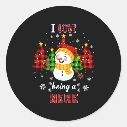 Cute I Love Being A Nene Snowman Christmas Valenti Runder Aufkleber (Vorderseite)