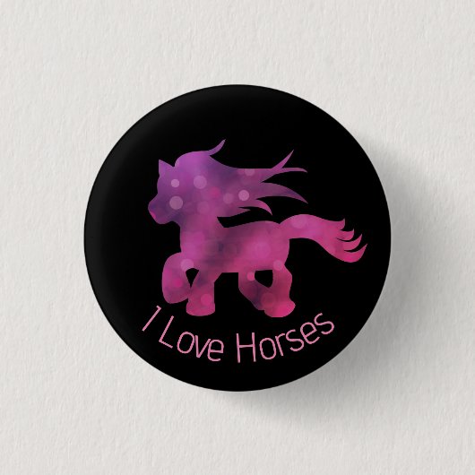 Cute I Love Horses Cute Glam Pink Horse Button (Vorderseite)
