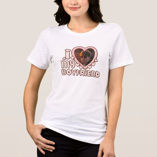 Cute I Love My Boyfriend Custom Tri-Blend Shirt (Vorderseite)