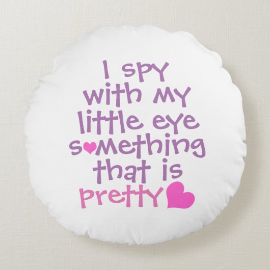 Cute *I Spy* Pink  Rundes Kissen (Vorderseite)