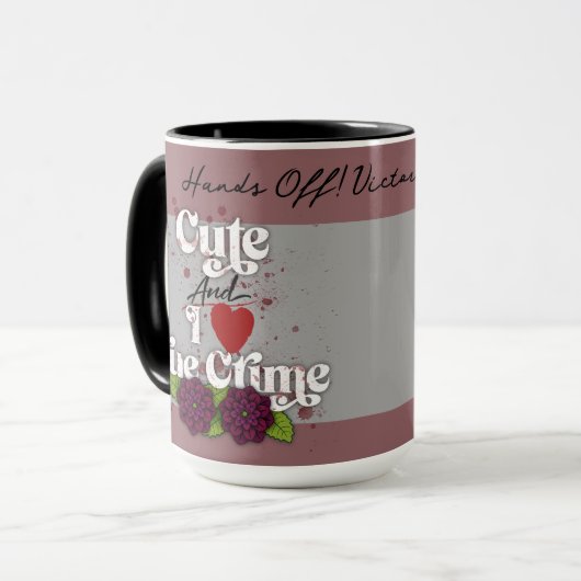 Cute & I ❤️ True Crime.–Personalized Name Tasse (Vorderseite Links)