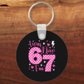 Cute I Was 6 Now I'm 7 Year Old Birthday Six Seven Schlüsselanhänger (Vorderseite)