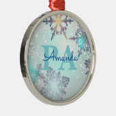 Cute Ice Blue Snowflake Personalized Name PA Ornament Aus Metall (Rechts)