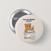 Cute Ice Cream Bear "Beary Sweet" Kids Valentine Button (Vorne & Hinten)