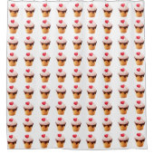 Cute Ice Cream Cone Pattern with Red Heart Duschvorhang (Vorderseite)