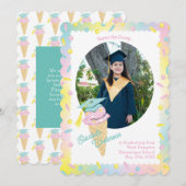 Cute Ice Cream Graduation Announcement Photo Einladung (Vorne/Hinten)